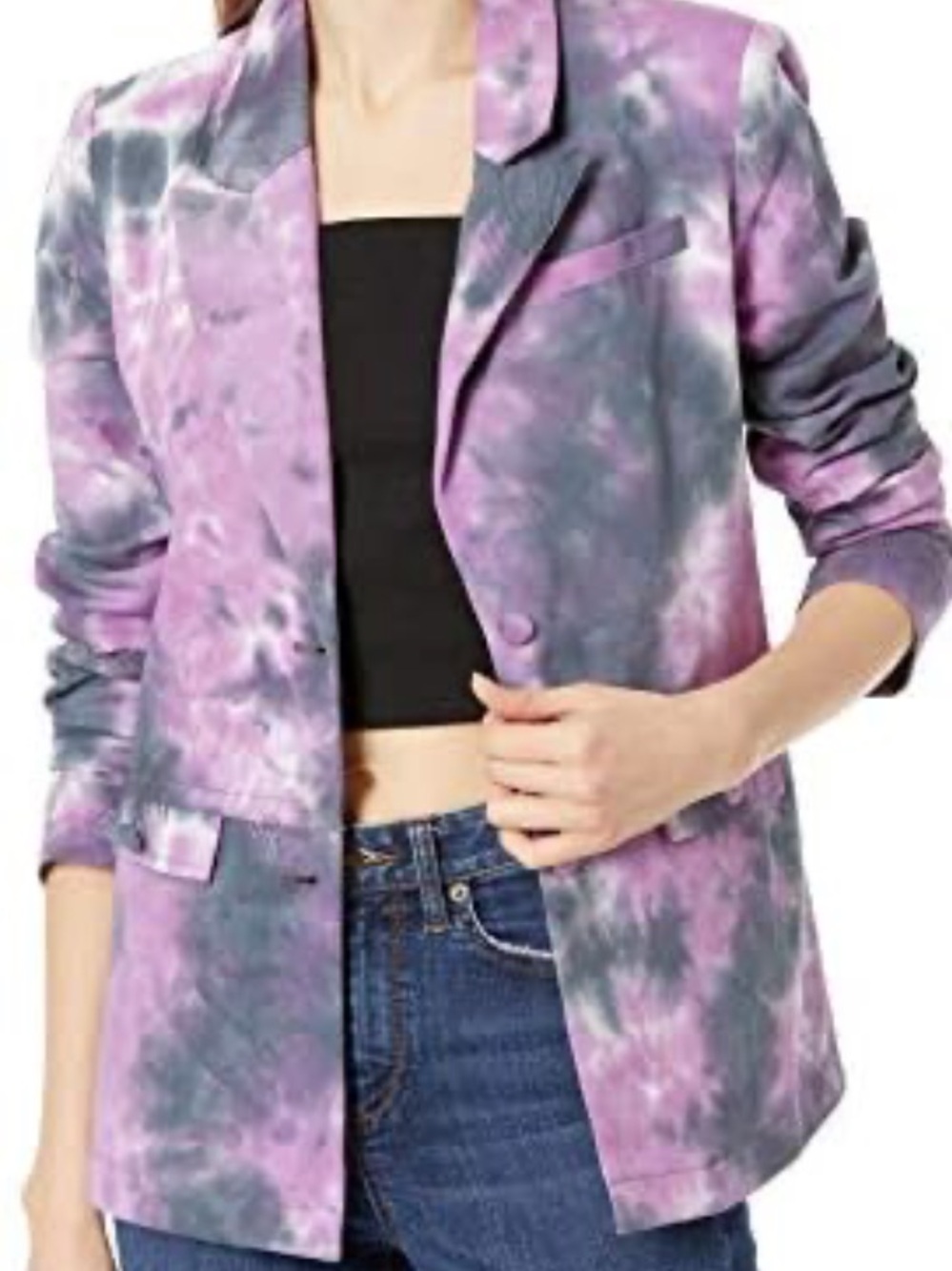 NWT Kendall and Kylie purple gray tie dye blazer jacket size M